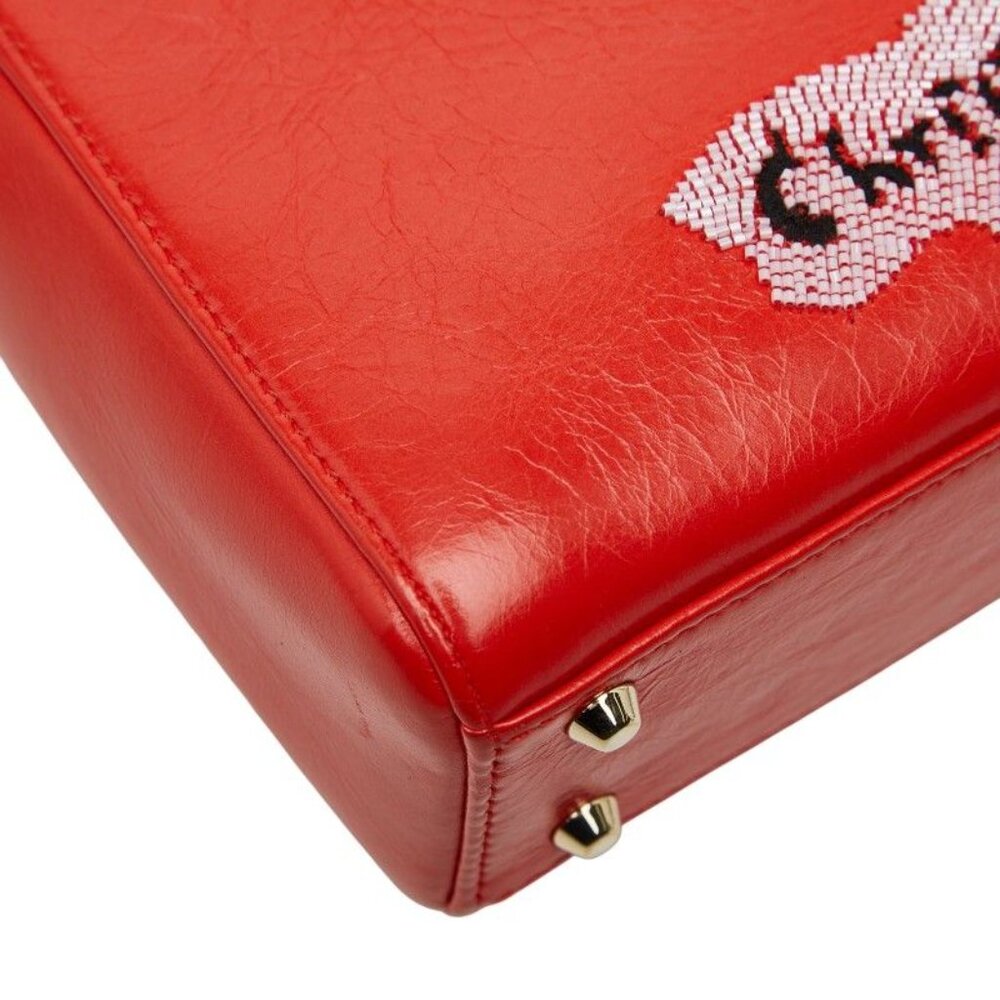 Dior Visual Lady Dior Mini 2-Way Shoulder Bag Red Leather - Picture 7 of 10